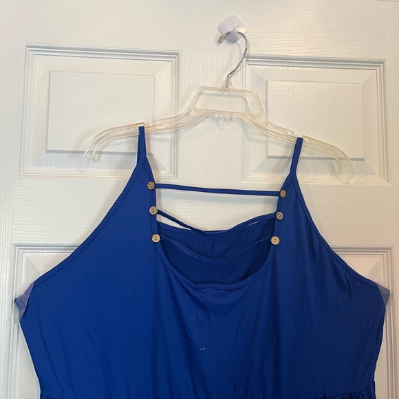 Women Plus Size Blue Asymmetrical Style Summer Vacation Holiday Beach Dress 18W - Picture 10 of 13